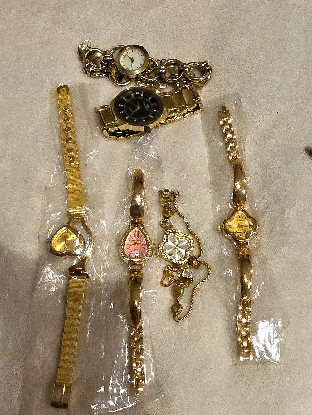 Caryino Women's Quartz Teardrop Dress Watch Gold-Tone,,, 4 New Watches And 2 Use